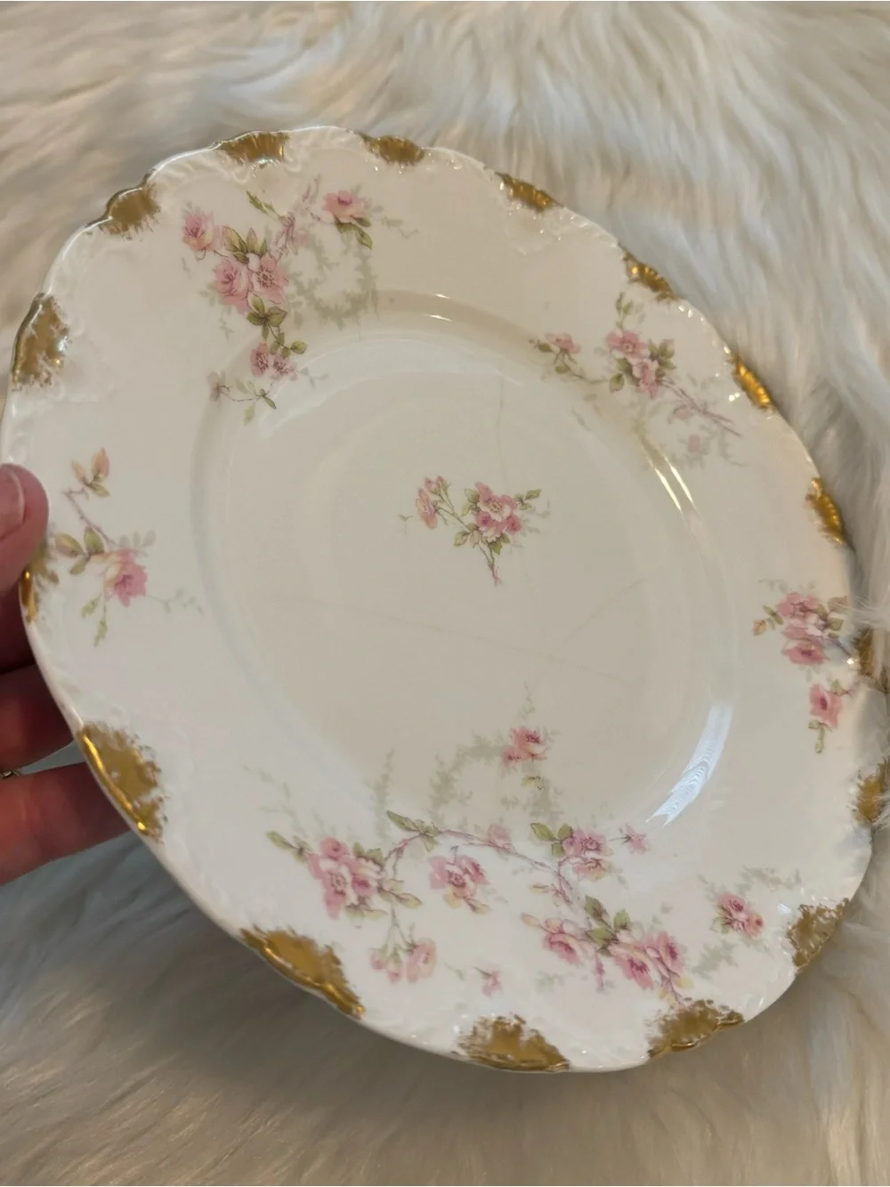 Antique Haviland Limoges France Pink Floral Plate